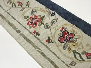 縞に花唐草模様全通袋帯